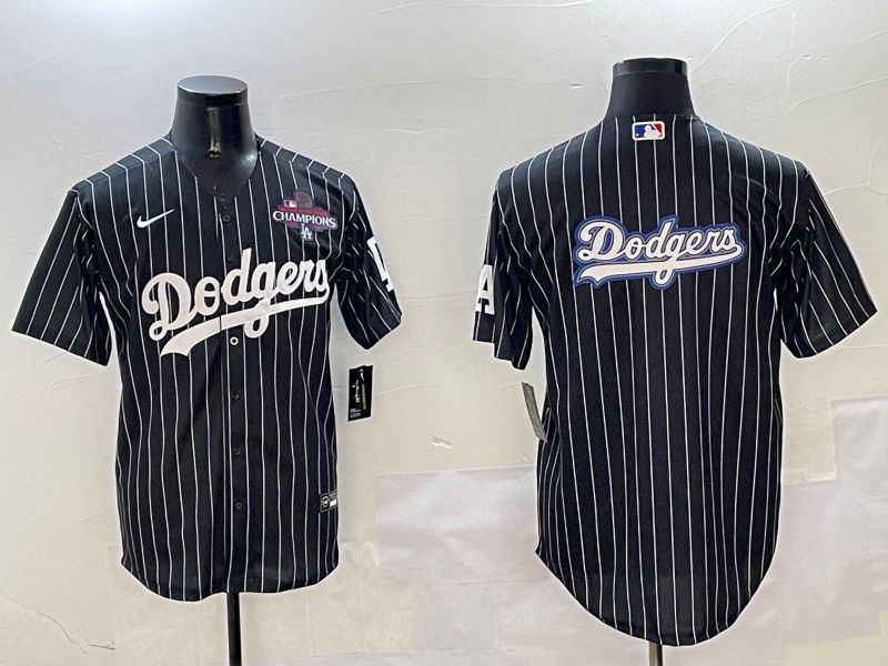 Men Los Angeles Dodgers Blank Black Stripe Jointly Name 2025 Nike MLB Jersey style 37